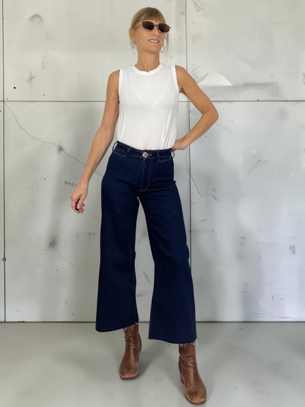 Anthropologie Maeve Wide Leg Jean 24P Petite Blue High Rise Cropped